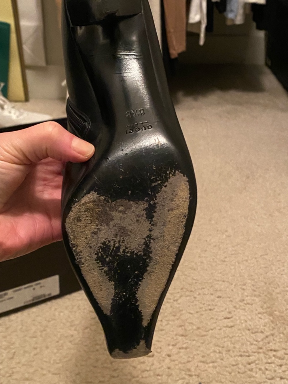 Vintage Gucci Black Pointed Toe Mid-Calf Stiletto Boots - Picture 4 of 8